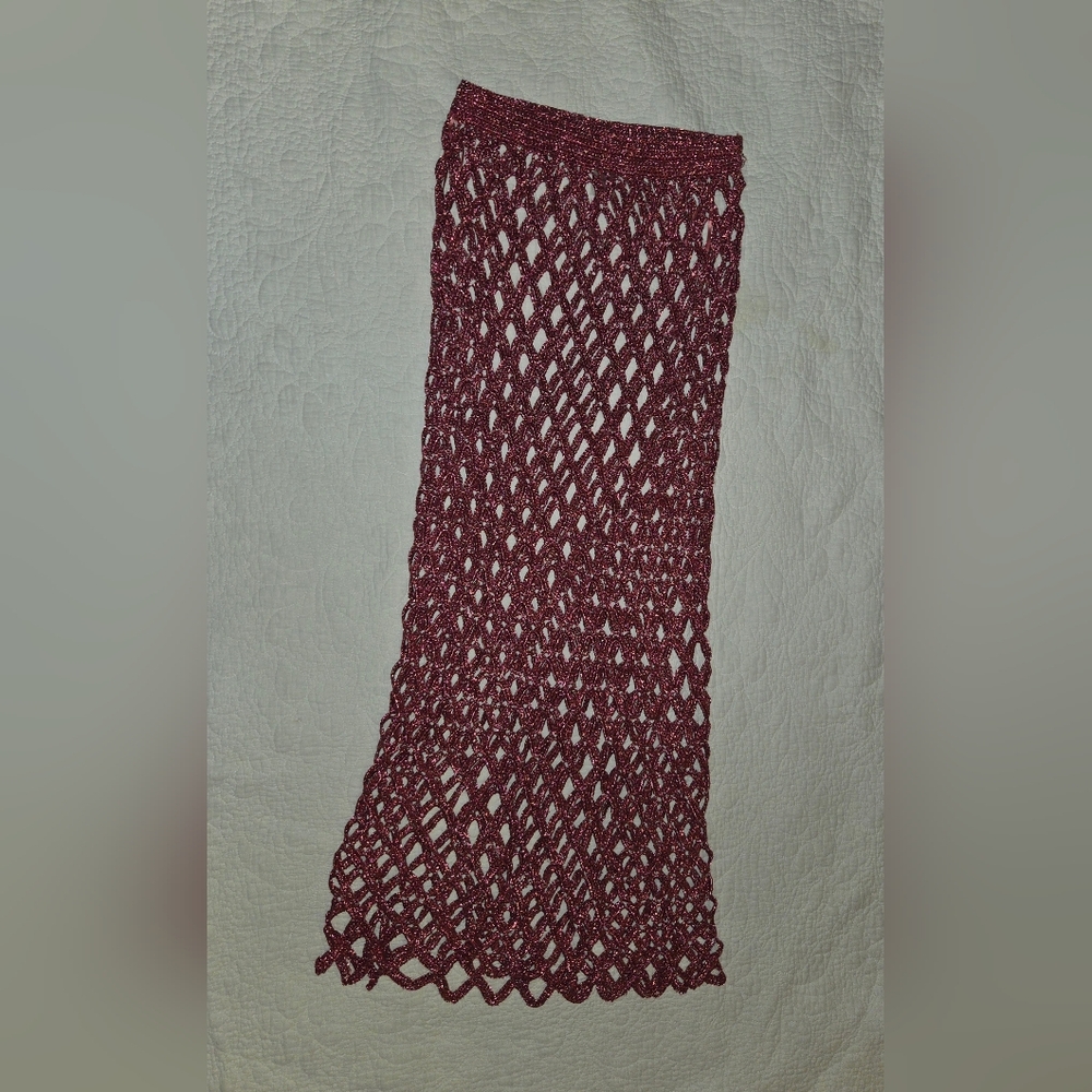 Cult Gaia Pink Crochet Midi Skirt - Picture 3 of 6
